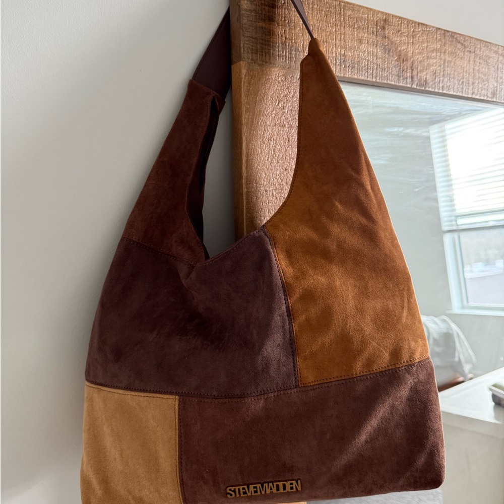 Brand New Steve Madden Brown Patchwork Shoulder Bag